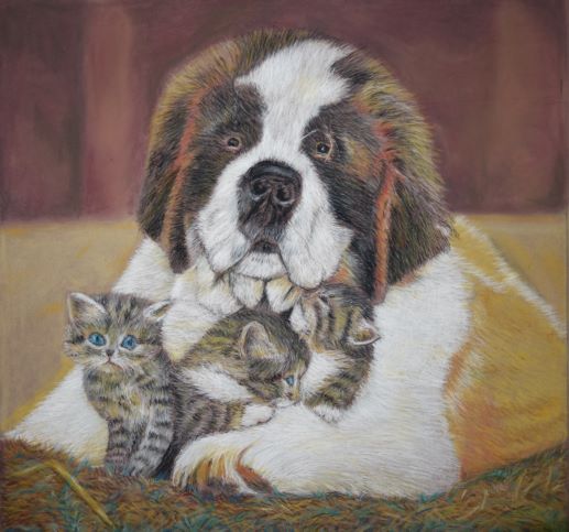 hond met klein katjes